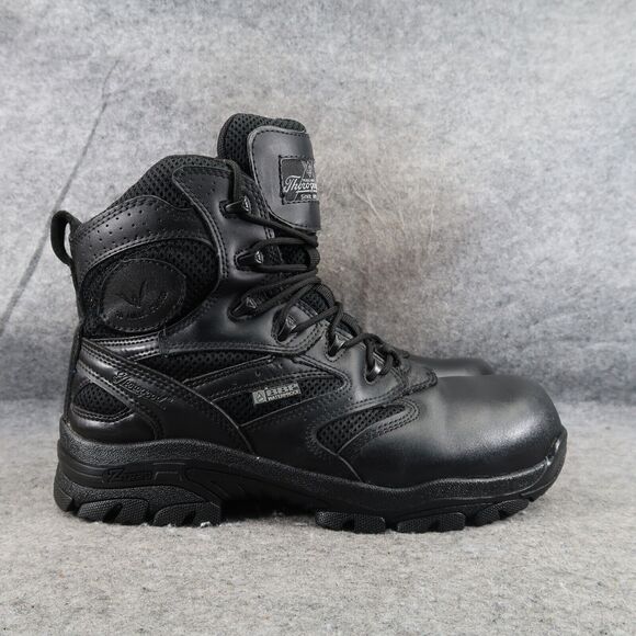 Thorogood Shoes Mens 8.5 Boots Work Comp Toe Leather Zip Lace Up Wide Fit Black main image 8